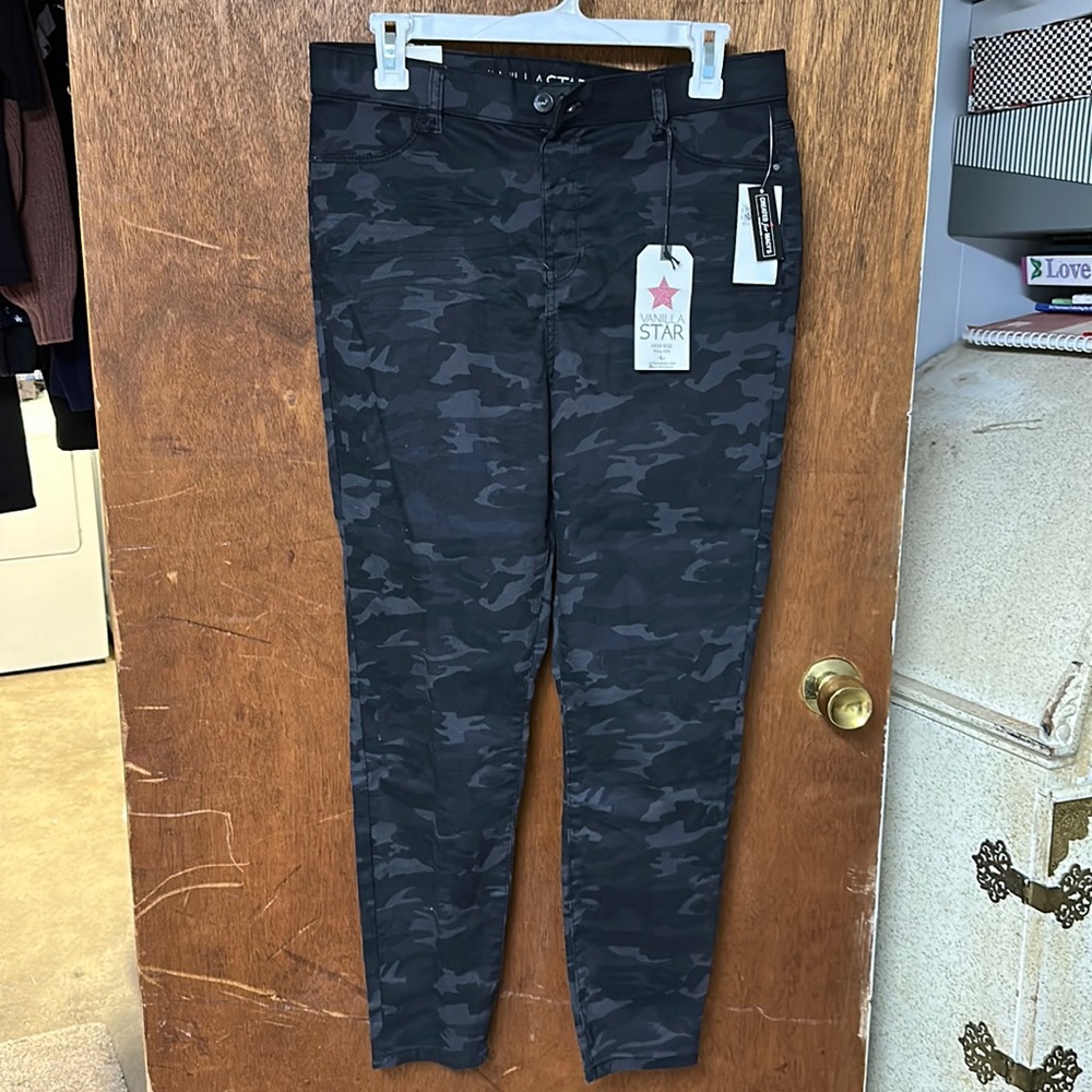 Black Camo High Rise Pull-On Jeans